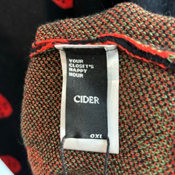 CIDER Sz 0XL Dress Polo Style Collar Strawberry Pattern Knit Short Sleeve NEW - Picture 8 of 10